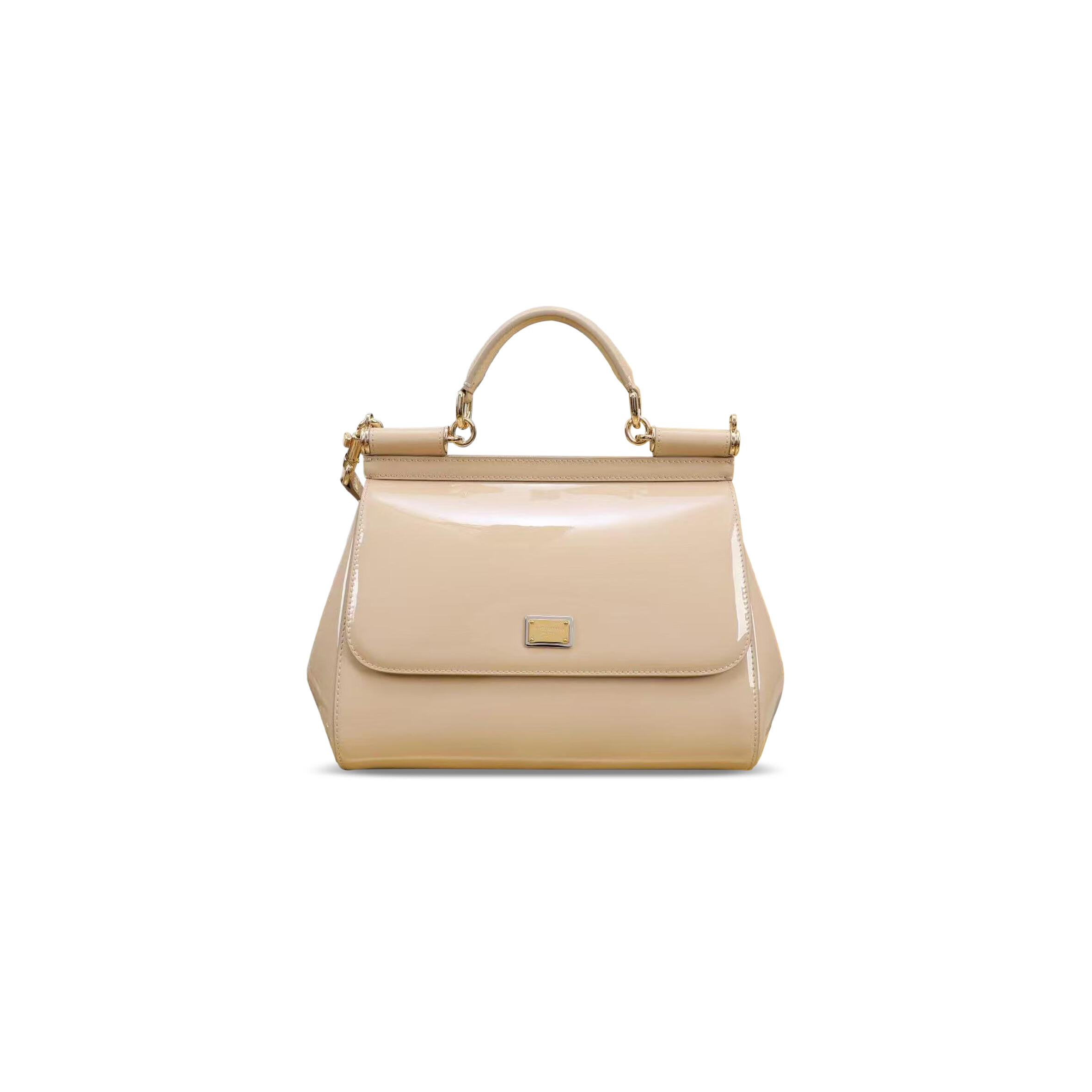 DOLCE GABBANA SICILY DAUPHINE HANDBAG PATENT LEATHER BB6002 (25*21.5*14cm)